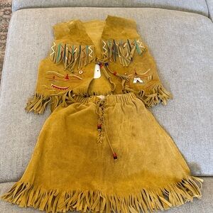 Kids' Tan leather and hand painted set